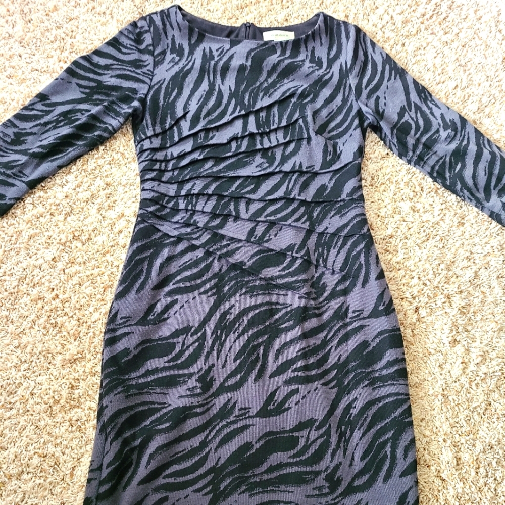 Dress barn grey/blk animal print knit dress-4
